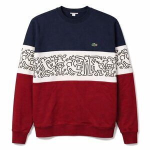 Lacoste x Keith Haring Print Colour Block Crew Sweatshirt